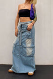 namcoverse Gradient Punk Multi Pocket Belted Denim Skirt