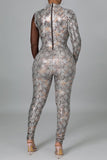 namcoverse Snakeskin Sequined Patchwork Kitsch See-Through Bodycon Jumpsuit