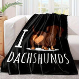 1pc Adorable Dachshund Flannel Blanket - Ultra-Soft, Cozy & Warm - Perfect Gift for Home, Travel, Office & More