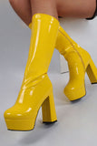 namcoverse Solid Color Whimsical Zipper Block Platform Boots