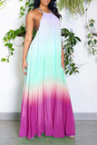 namcoverse Gradient Simple Backless Flowy Pleated Maxi Dress