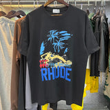 Top Craftsmanship Rhude Mens T Shirts summer Fashion designer tshirts Street Casual Short Sleeve Beach Style tees Cotton Printing Shirt 23SSS A124