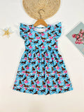 Girls Enchanting Animal Print Frill Sleeve A-line Dress - Lightweight Summer Fun for Holidays & Casual Wear - Perfect Gift Idea