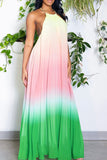 namcoverse Gradient Simple Backless Flowy Pleated Maxi Dress