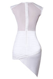 namcoverse White Pretty Irregular See-Through Mini Dress