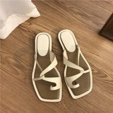 Roman style toe flip flops for women's outerwear  summer new one foot casual beach vacation sandals 01