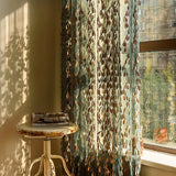 1pc Chic Boho Lace Curtain with Golden Leaf Accents - Elegant Privacy & Light Filtering Design for Living Room, Bedroom, Office