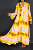 namcoverse Tie Dye Laid Back Tiered Maxi Dress