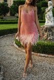 namcoverse Feather&Sequined Sweet Mini Dress