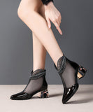 namcoverse 2024 Spring Summer Chunky Heel Mesh Water Diamond Boots CZ1032