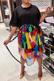 namcoverse Colorful Checked Patchwork Unique Irregular Midi Dress