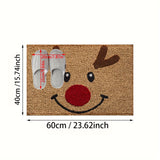 1pc 1350gsm Ultrafine Fiber Rustic Reindeer Rug, Non-Slip, Washable, Rectangular, 0.7cm Thick, Knitted, TPR Backing, Polyester Fiber, Machine Washable, Indoor/Outdoor Use, Perfect for Bedroom, Bathroom, Kitchen, Hallway, Festive Christmas Decor, Gift Idea