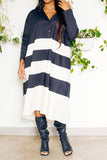 namcoverse Hit Color Patchwork Relaxed Button Midi Dress