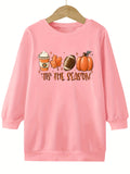 TIS THE SEASON Print Pumpkin Graphic Crew Neck Dress Girls Comfy Dresses For Autumn