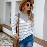 NAMCOVERSE New  ebay popular knitted sweater 2025 striped splicing long-sleeved versatile sweater large size plush women's clothing