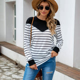 NAMCOVERSE New  ebay popular knitted sweater 2025 striped splicing long-sleeved versatile sweater large size plush women's clothing