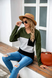NAMCOVERSE  eaby  wish new hot-selling V-neck long-sleeved splicing three-color fleece sweater striped top women