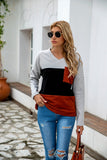 NAMCOVERSE  eaby  wish new hot-selling V-neck long-sleeved splicing three-color fleece sweater striped top women