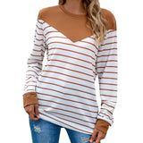NAMCOVERSE New  ebay popular knitted sweater 2025 striped splicing long-sleeved versatile sweater large size plush women's clothing