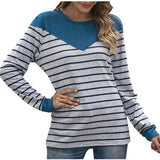NAMCOVERSE New  ebay popular knitted sweater 2025 striped splicing long-sleeved versatile sweater large size plush women's clothing