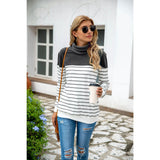 NAMCOVERSE ebay hot sale new autumn and winter high quality striped splicing fleece sweater turtleneck primer sweater spot