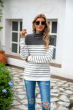 NAMCOVERSE ebay hot sale new autumn and winter high quality striped splicing fleece sweater turtleneck primer sweater spot