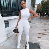 New European and American Leisure Suit  Summer New Women's Sleeveless Slim High Top Sports Jumpsuit