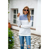 NAMCOVERSE ebay hot sale new autumn and winter high quality striped splicing fleece sweater turtleneck primer sweater spot