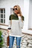 NAMCOVERSE ebay hot sale new autumn and winter high quality striped splicing fleece sweater turtleneck primer sweater spot