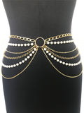 2025 FB1793  Waist chain luxury heavy industry ring pearl chain metal chain rhinestone chain multi-layer waist chain