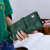 Retro Chic Frosted Long Clutch Wallet - Spacious Card Slots & Phone Pouch - Secure Money Purse for Fashion-Forward Women