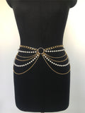 2025 FB1793  Waist chain luxury heavy industry ring pearl chain metal chain rhinestone chain multi-layer waist chain