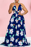 namcoverse Flower Print Romantic Cutout Strappy Back Maxi Dress