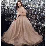 Champagne evening dress fairy bridesmaid dress 2025 spring new banquet temperament host heavy industry long dress