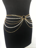 2025 FB1793  Waist chain luxury heavy industry ring pearl chain metal chain rhinestone chain multi-layer waist chain