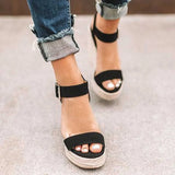 Slippers Summer Wedge Sandals  Fashion Weave Platform Plus Size High Heel Sandalias Thick Bottom Retro Open Toe Ladies Shoes Y2302