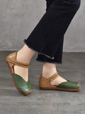 namcoverse Women Summer Leather Colorblock Flat Shoes QW1039