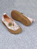 namcoverse Women Summer Leather Cutout Flower Flat Shoes SC1060