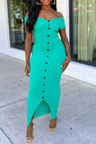 namcoverse Solid Color Ribbed Flattering Off Shoulder Midi Dress