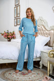 NAMCOVERSE Spring new 2025 Popular trade explosion loose printing seven-quarter sleeve trousers striped large size casual suit spot