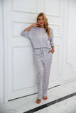 NAMCOVERSE Spring new 2025 Popular trade explosion loose printing seven-quarter sleeve trousers striped large size casual suit spot