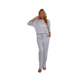 NAMCOVERSE Spring new 2025 Popular trade explosion loose printing seven-quarter sleeve trousers striped large size casual suit spot