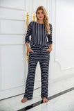 NAMCOVERSE Spring new 2025 Popular trade explosion loose printing seven-quarter sleeve trousers striped large size casual suit spot