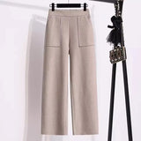 Plus Size Pants Autumn Winter Warm Woolen Wide Leg Pant For Women High Waist Pockets Trousers High Quality Casual Pant 5XL Cloth