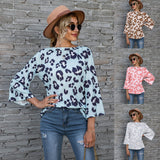 NAMCOVERSE New  wish 2025 2025 trade hot sale leopard print print round neck nine-point horn sleeve T-shirt real spot