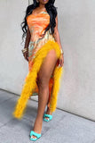 namcoverse Tie Dye Rocking Feather High Split Midi Dress