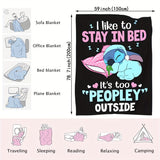 1pc Contemporary Animated Character Print Flannel Throw Blanket, Hypoallergenic Cozy Soft Multipurpose All-Season Knitted Throw for Bed Sofa Nap, Machine Washable, Digital Print Polyester - "I Like to Stay in Bed" Design