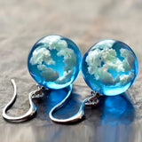 Round Resin Globe Pendant Necklace - Unique Boho Chic Jewelry with Clear Sky & Clouds Design - Perfect Creative Holiday Gift for Girls and Teens