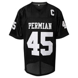 Movie PERMIAN Football Jersey MILES #45 Mens American Rugby Clothing Breathable Tops Quick Drying Sewing Soccer Jerseys Black 240716