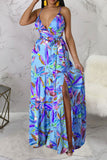 namcoverse Floral Print On-trend Lace-Up High Split Maxi Dress